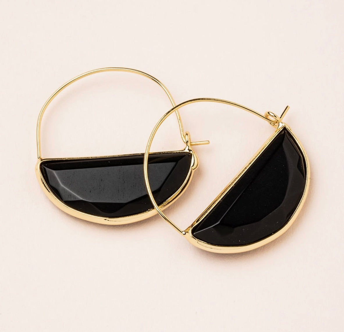 Stone Prism Hoop - Black Spinel/Gold