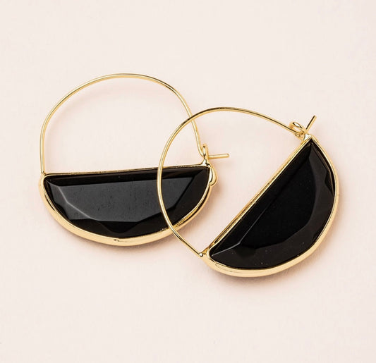 Stone Prism Hoop - Black Spinel/Gold