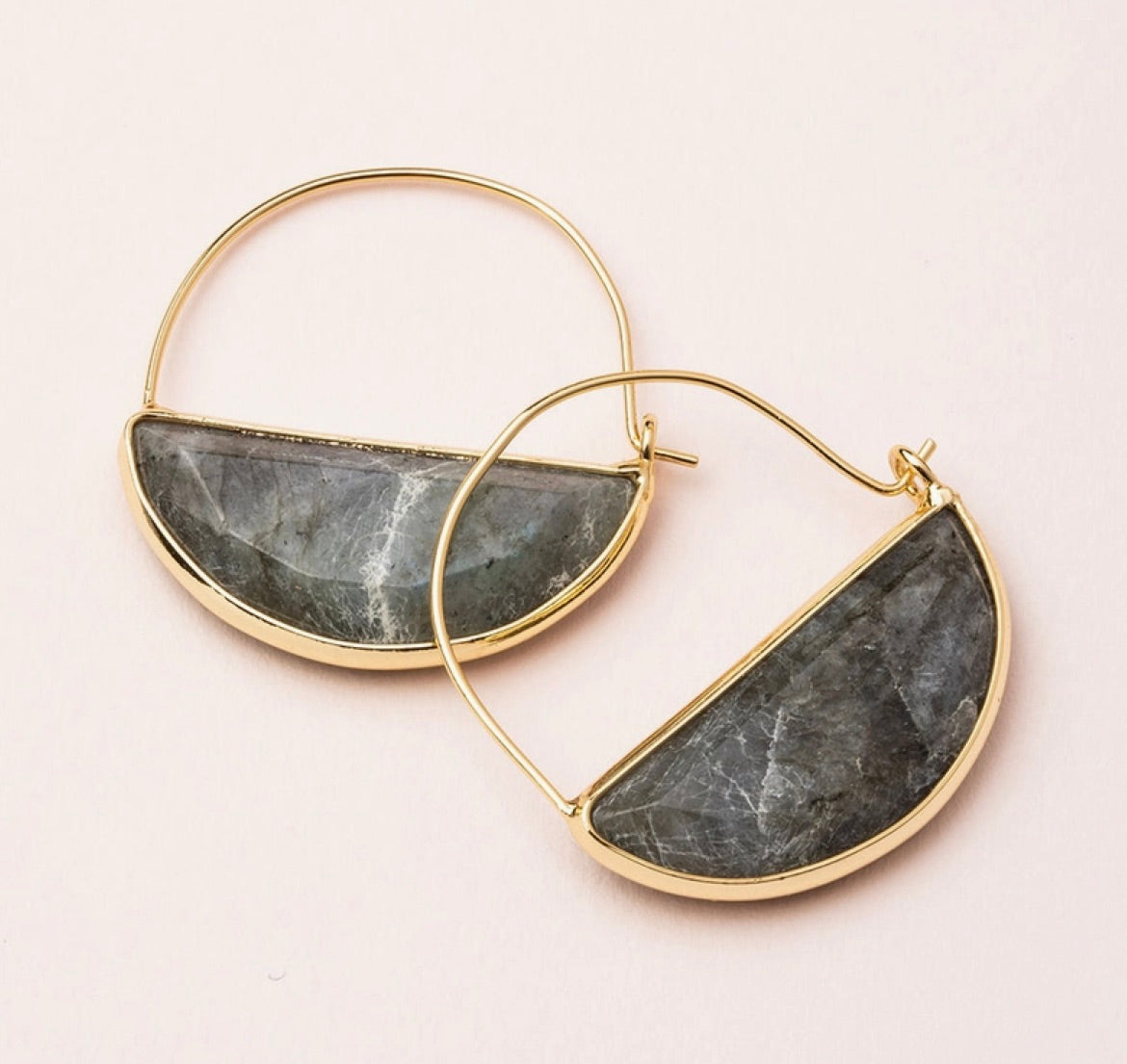 Stone Prism Hoop - Labradorite/Gold