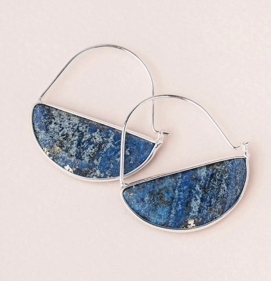 Stone Prism Hoop - Lapis/Silver