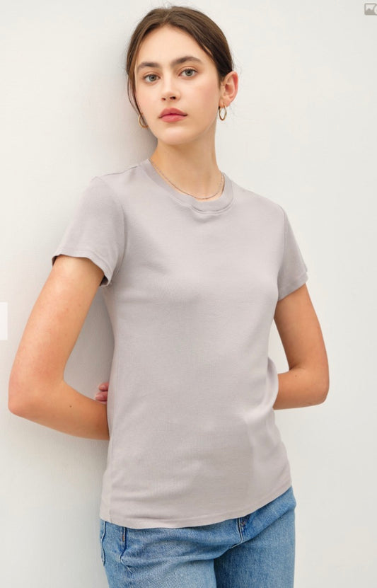 CLASSIC COTTON BLEND CREWNECK T-SHIRT-Earth Gray