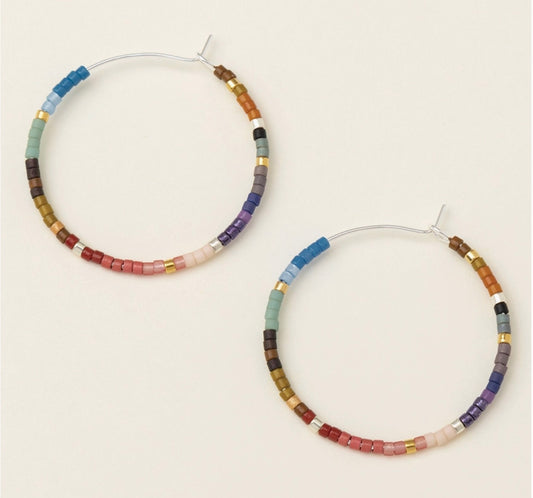 Chromacolor Miyuki Small Hoop - Dark Multi/Silver