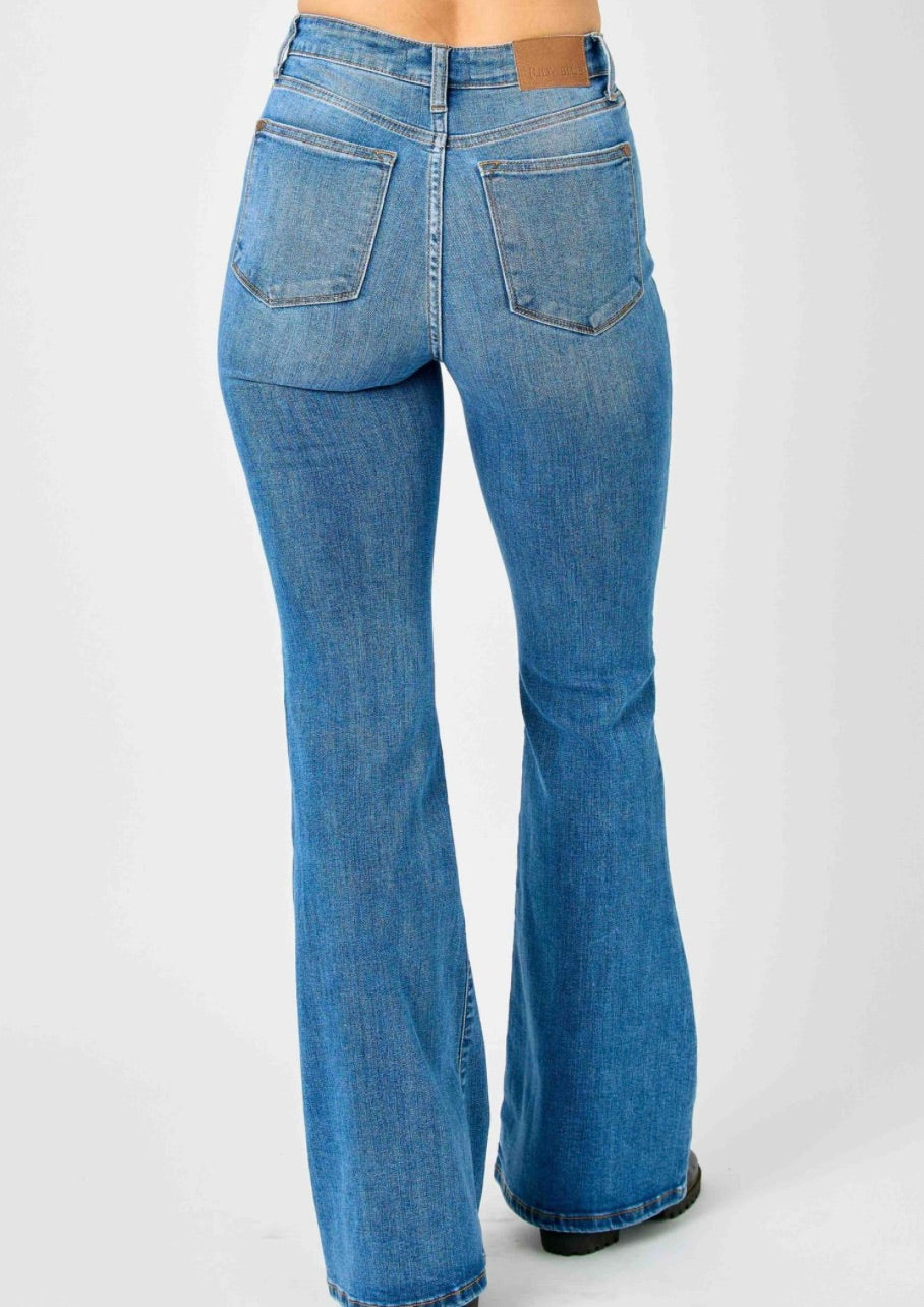 Judy Blue Mid Rise Flare-Medium Wash