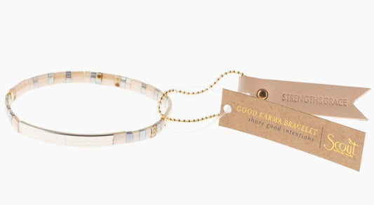 Good Karma Miyuki Bracelet | Strength & Grace - Ivory/Silver