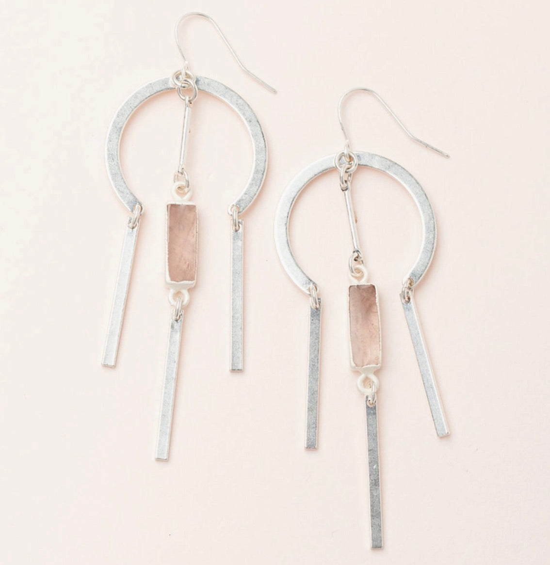 Dream Stone Earring - Rose Quartz/Silver