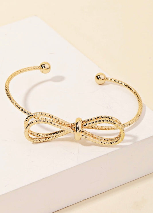 Metallic Bow Knot Cuff Bracelet Gold or Silver