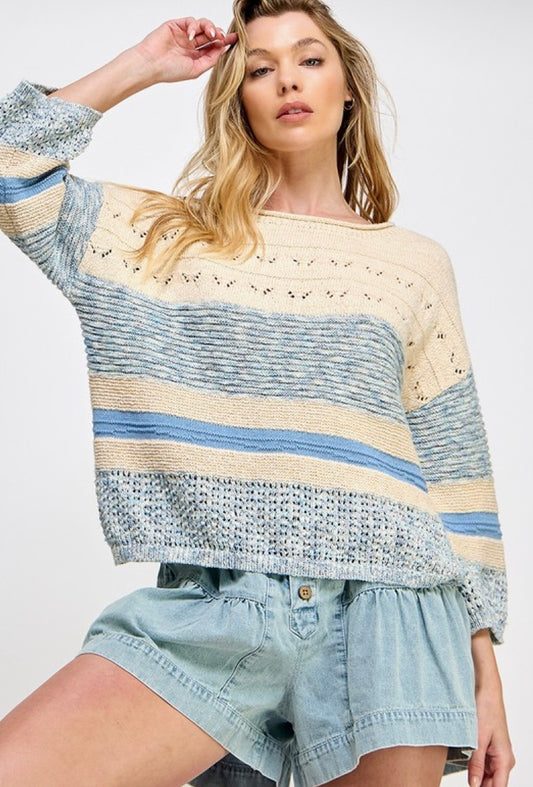 Tahoe Sweater-Natural/Blue