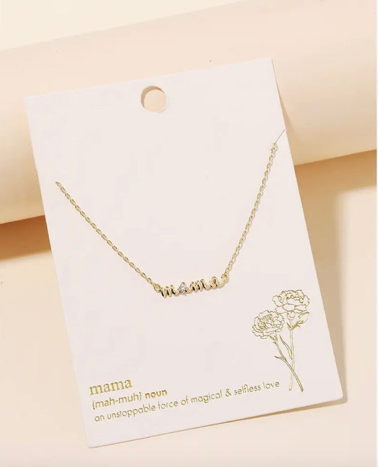 Handwritten Mama Charm Necklace