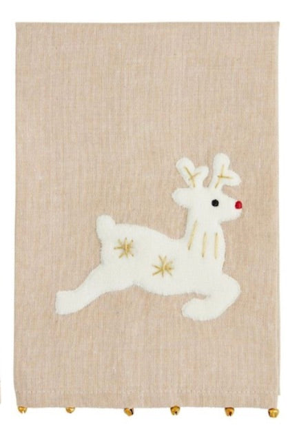Mud Pie-DEER FELT APPLIQUE TOWELS