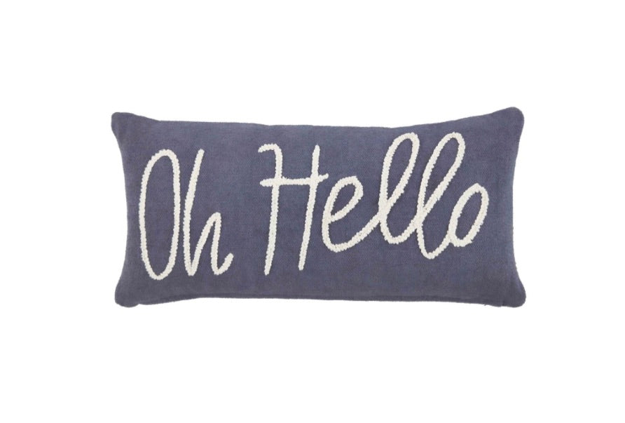 Mud Pie-HELLO LUMBAR DHURRIE PILLOW