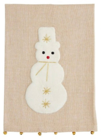 Mud Pie-SNOWMAN FELT APPLIQUE TOWELS