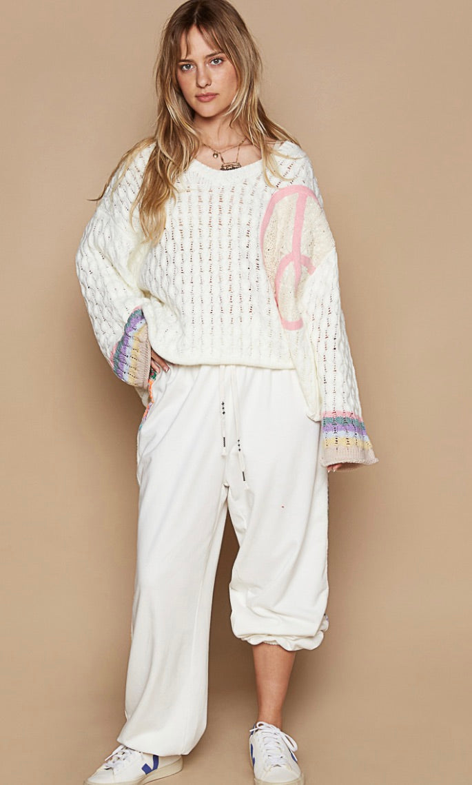 Peace Sweater-Ivory Multi