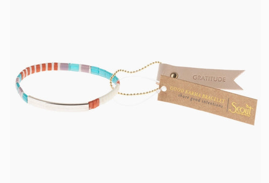 Good Karma Miyuki Bracelet | Gratitude - Turquoise/Orange