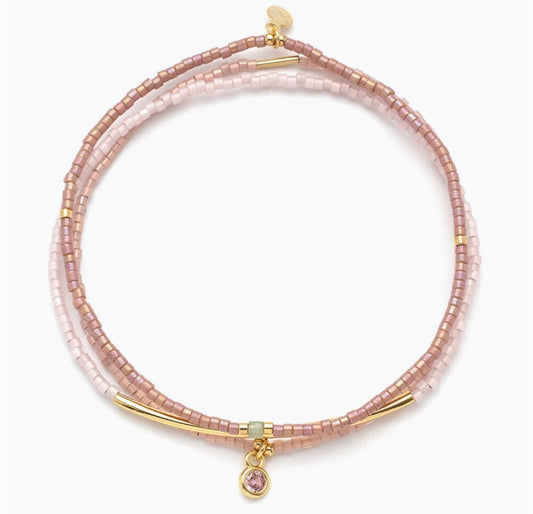 Tonal Chromacolor Miyuki Bracelet Trio - Blush/Gold