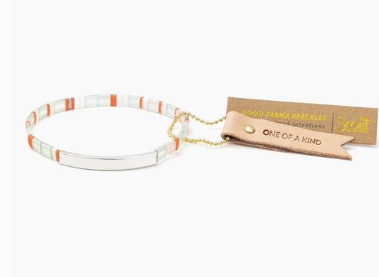 Good Karma Miyuki Bracelet | One of A Kind - Mist/Salmon/S