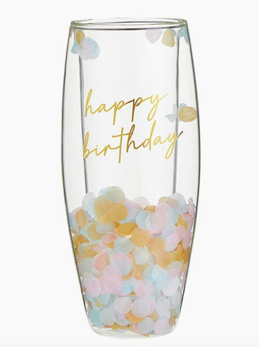 Double Wall Stemless Champagne Glass - Happy Birthday