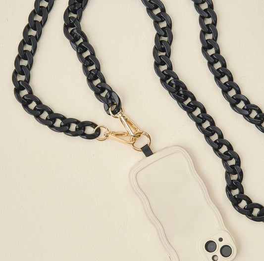 Hold the Phone Crossbody Chain-Midnight Black