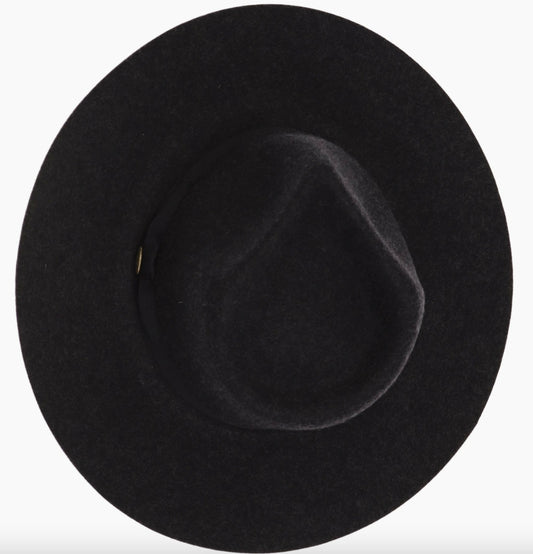 Ribbon Band Trim Wool Felt Panama Ha-Heather Dark Gray