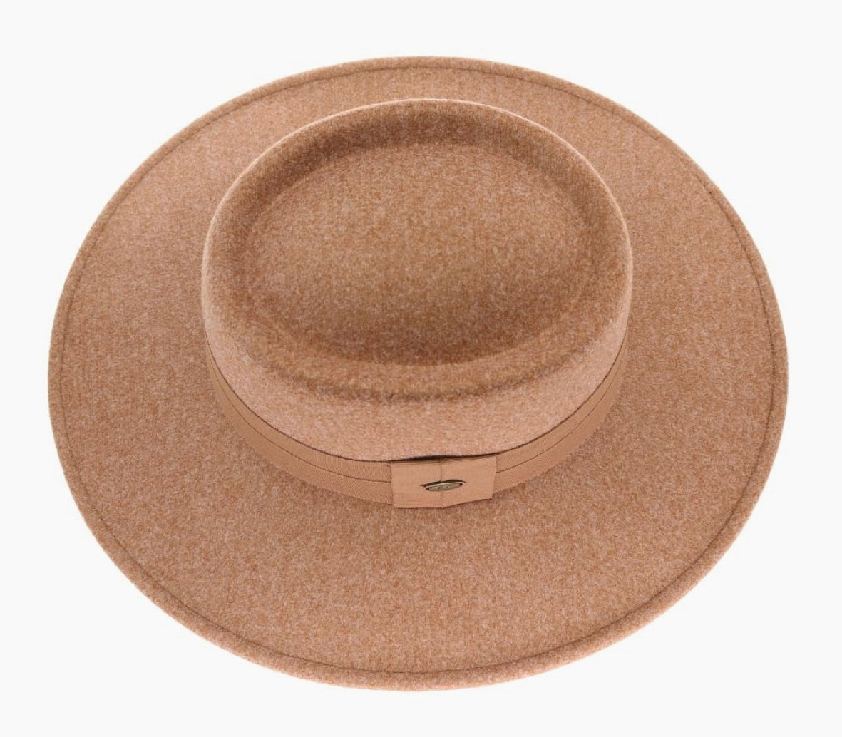 Wide Ribbon Band Vegan Fabric C.C Panama Hat-Heather Camel