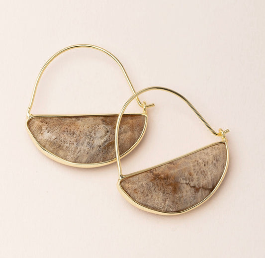 Stone Prism Hoop - Fossil Coral/Gold