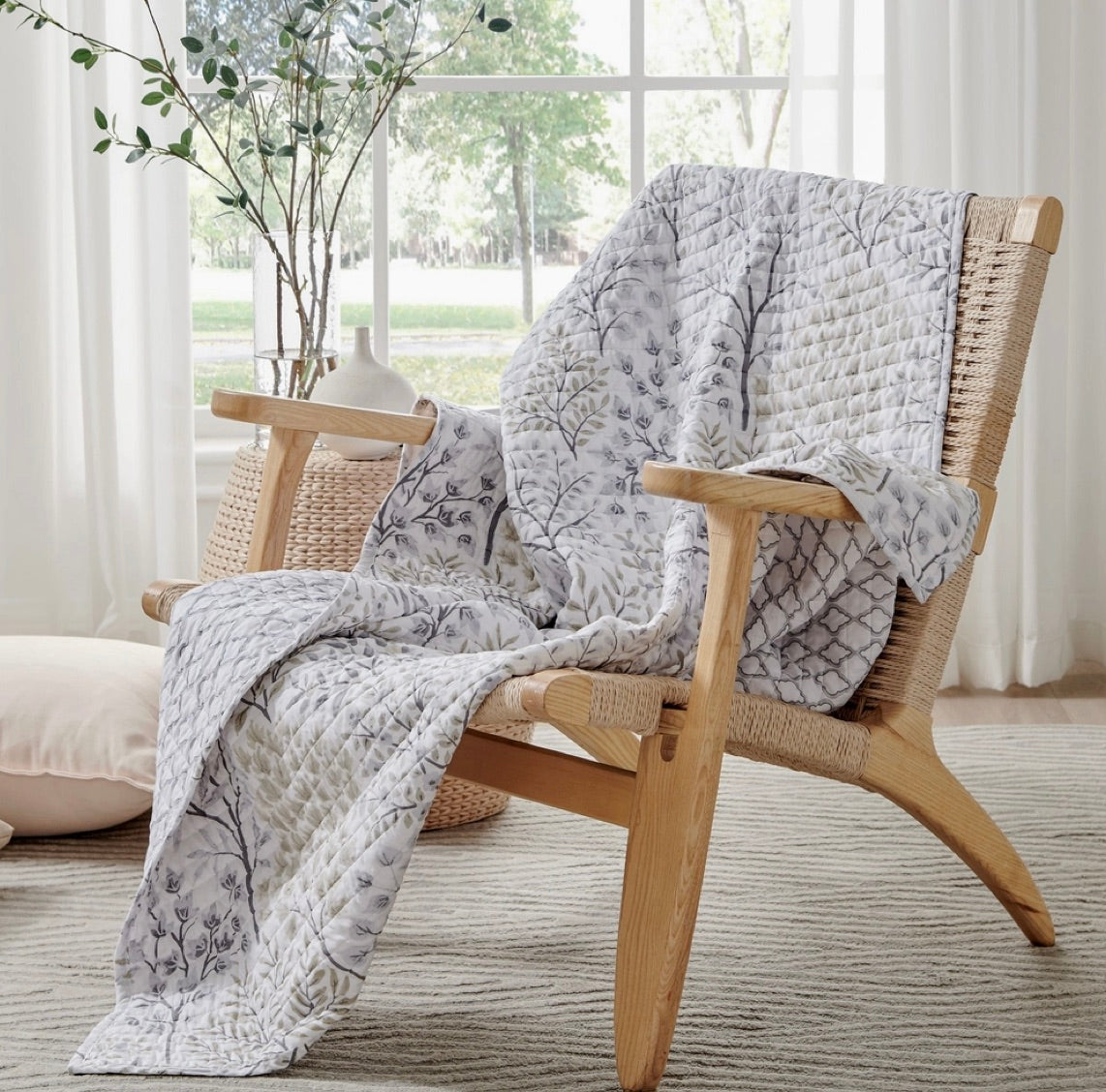 English Forest Quilted Throw-Beige