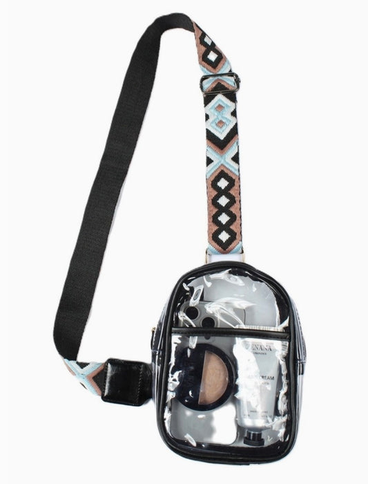 Clear Sling Bag with Guitar Strap-Black or Gray