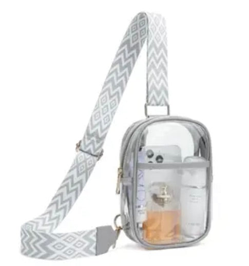 Clear Sling Bag with Guitar Strap-Black or Gray