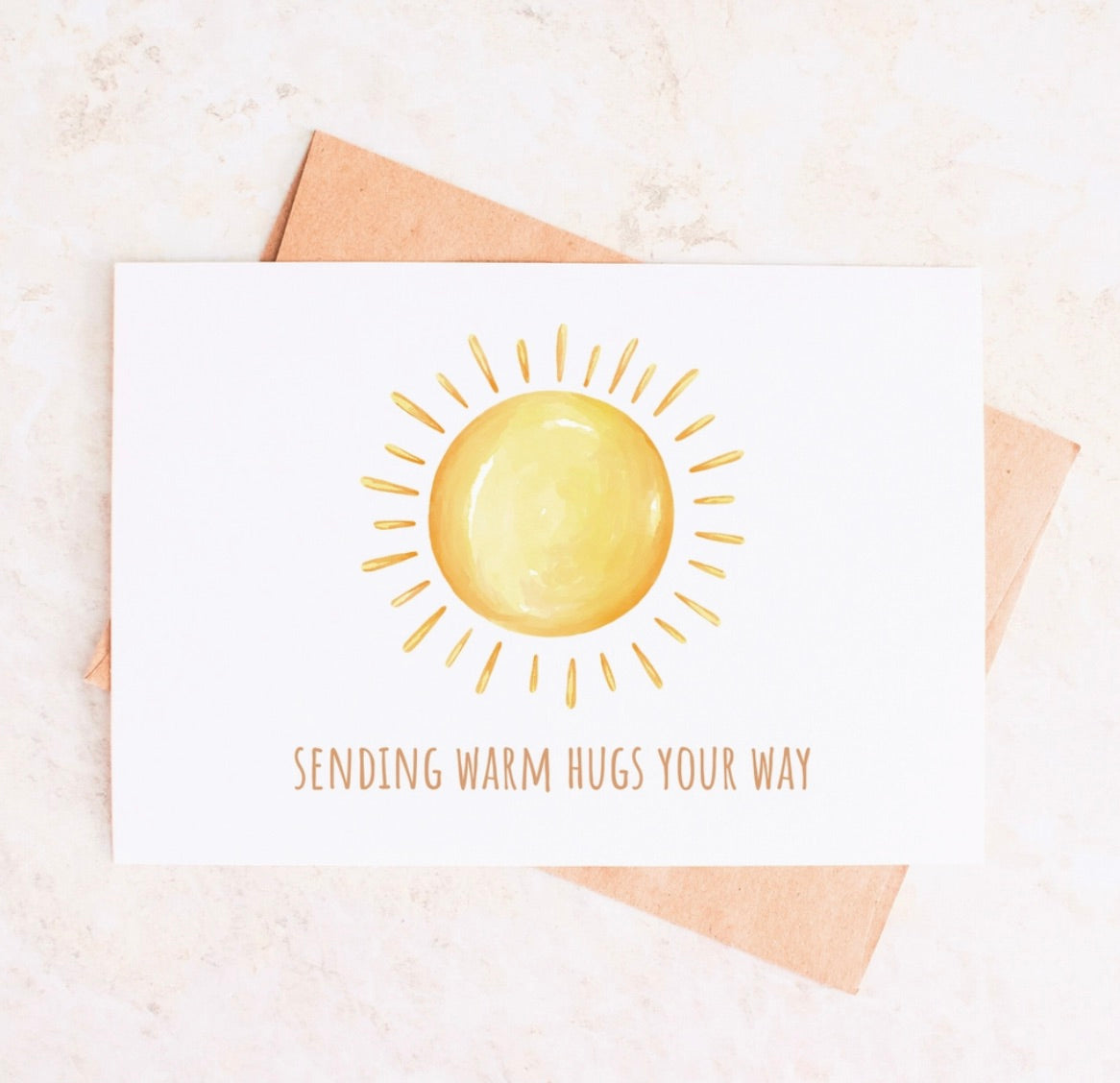 Sentimental Warm Hugs Thinking of You Sun Stationary Card