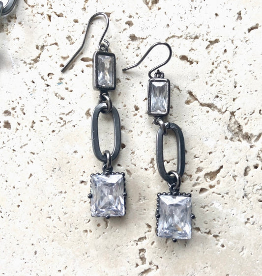 Gunmetal Matte Earrings Boutique Salon Jewelry Paperclip