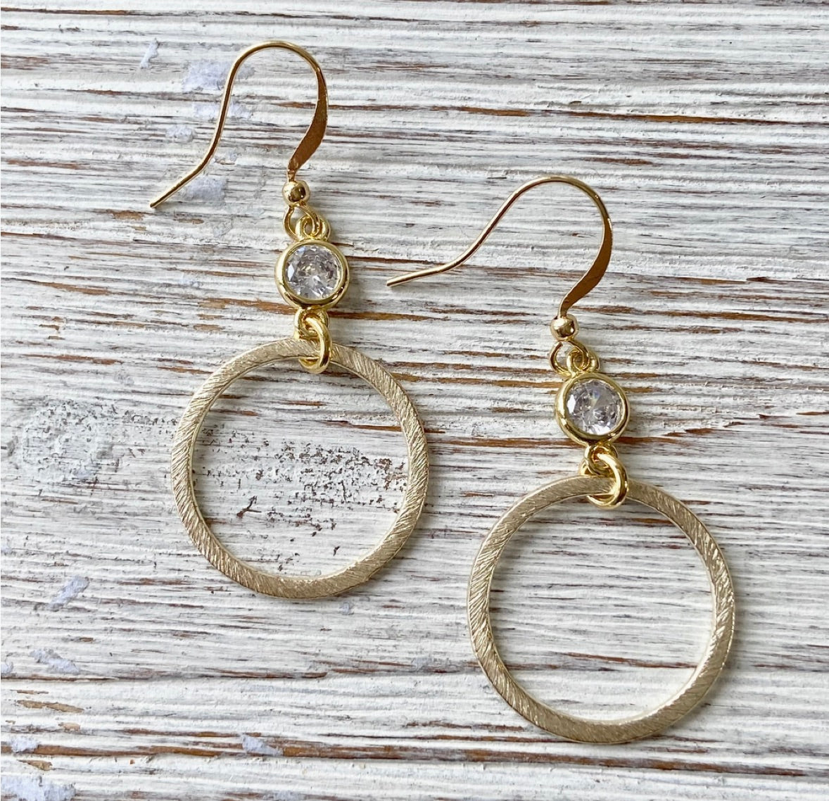 Hoop Earrings, Gold, Crystal