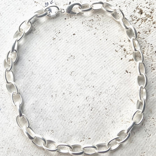 Chunky Necklace Matte Silver  Statement Piece