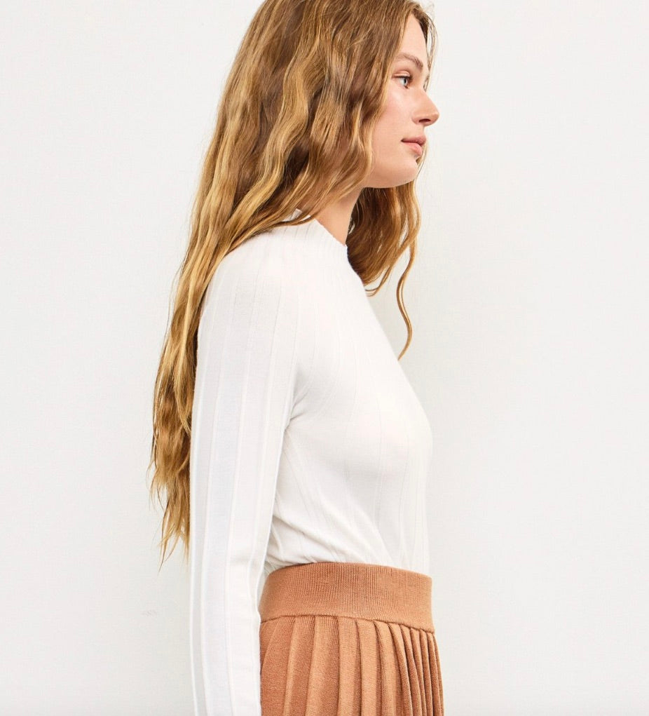 Corrine High Neck Knit Top-Off White