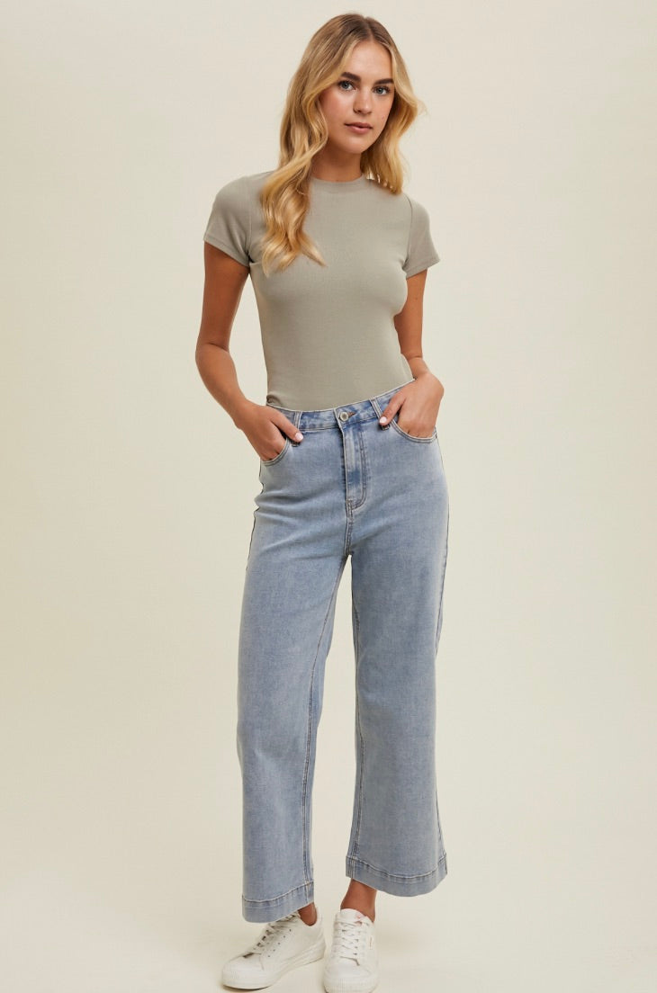 Corolla Fitted Ribbed Knit Top-Brick