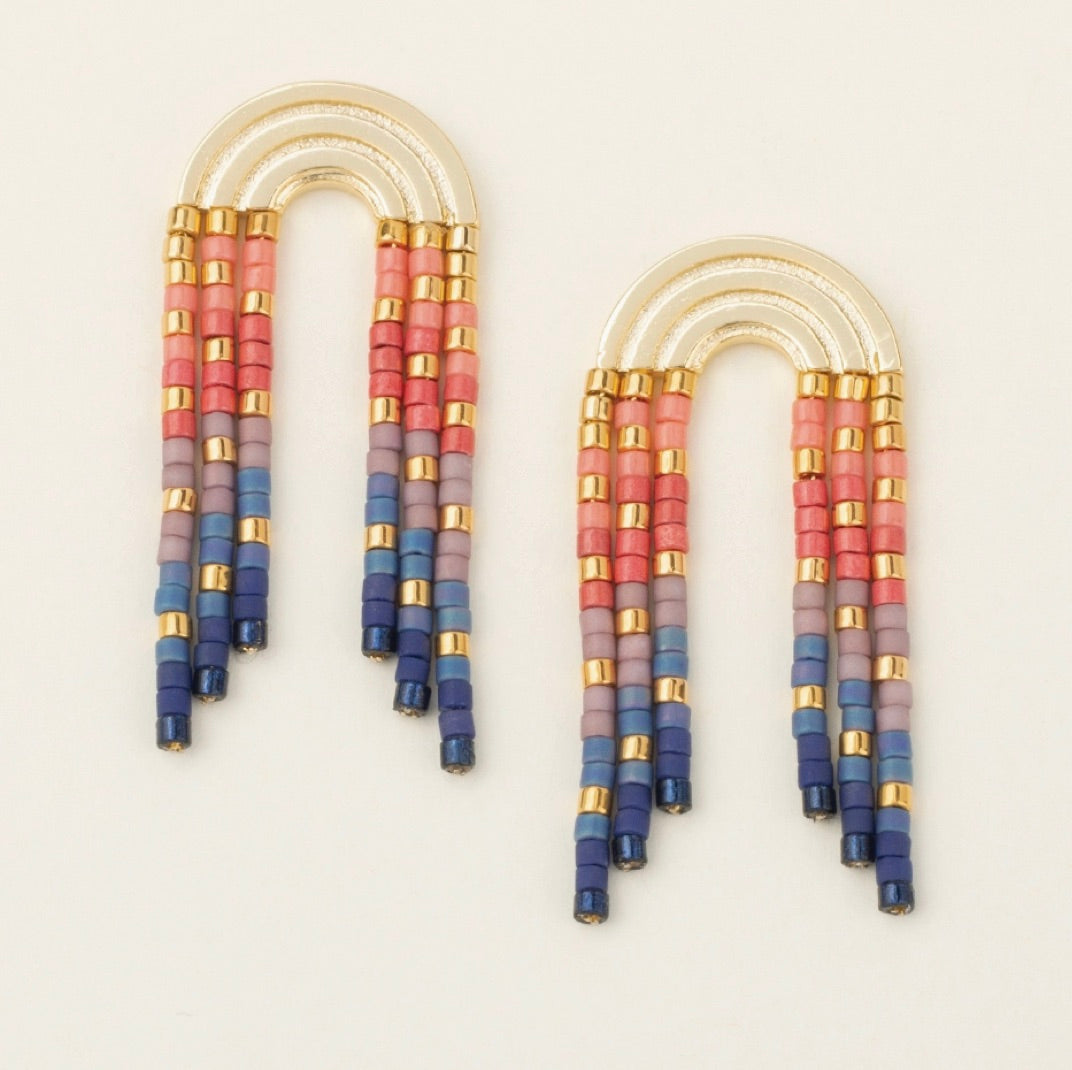 Chromacolor Miyuki Rainbow Fringe Earring - Multi/Gold