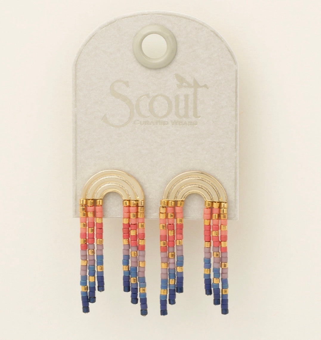 Chromacolor Miyuki Rainbow Fringe Earring - Multi/Gold