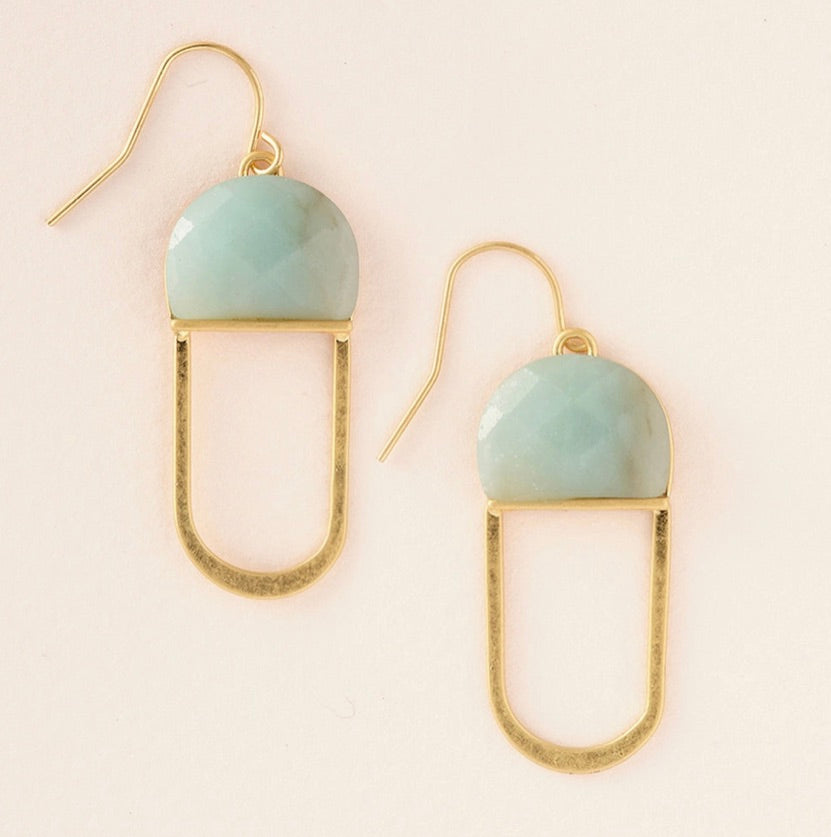 Modern Stone Chandelier Earring - Amazonite/Gold