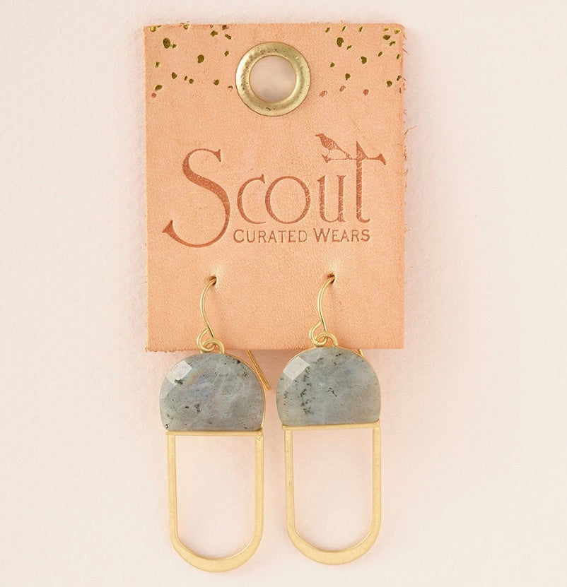 Modern Stone Chandelier Earring - Amazonite/Gold