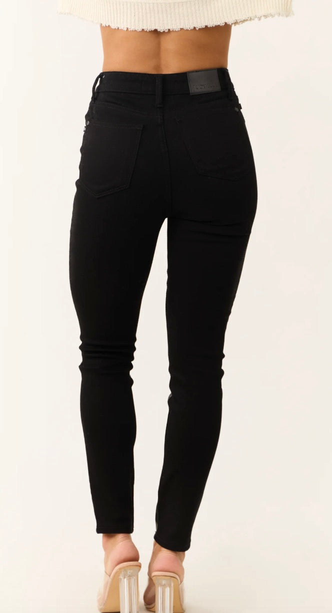 Judy Blue Black Faux Leather Denim Skinny Jeans