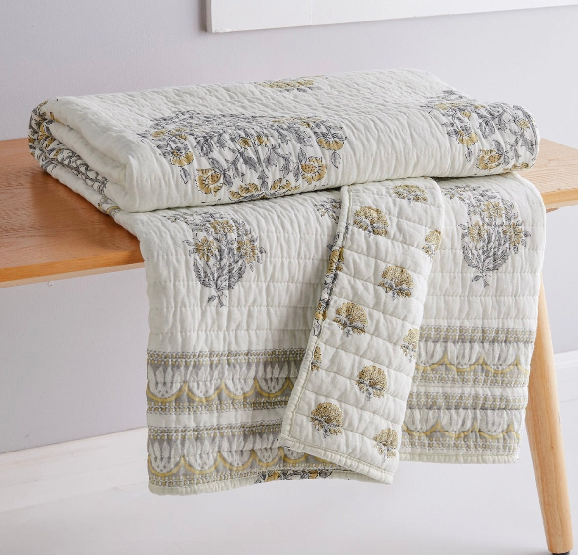 Kamira Ochre Quilted Throw