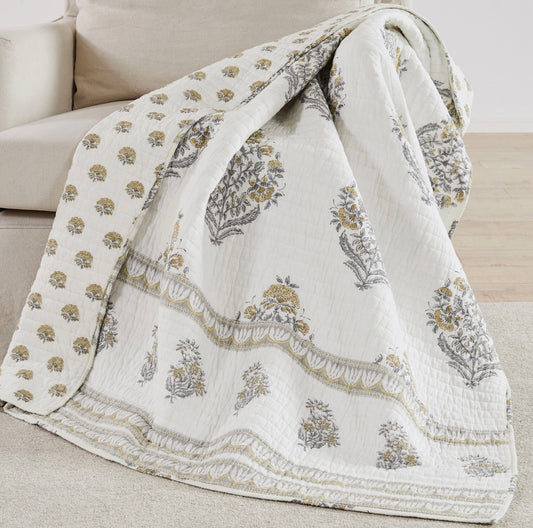 Kamira Ochre Quilted Throw