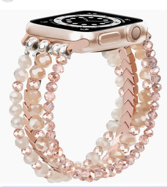Arrow Beaded Apple Watch Elastic Band-Pink