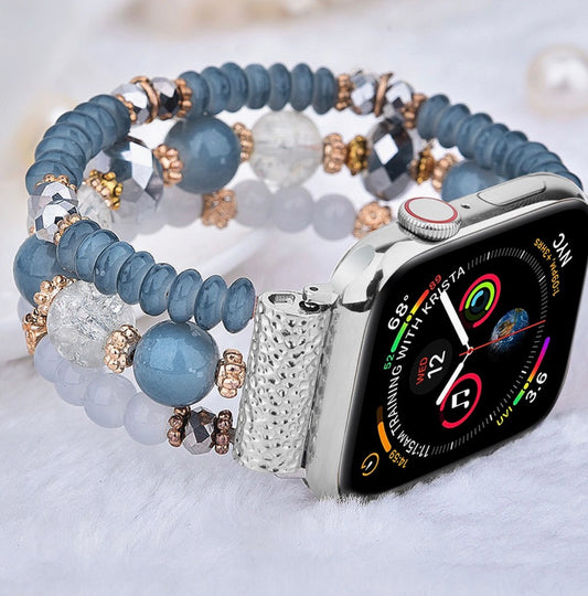 Beaded Apple Watch Elastic Bracelet Band-Celestial Blue