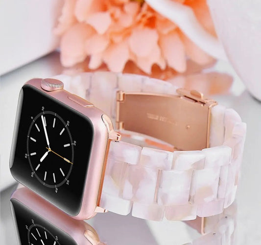 Resin Bracelet Light Weight Bands For Apple Watch-Pink White