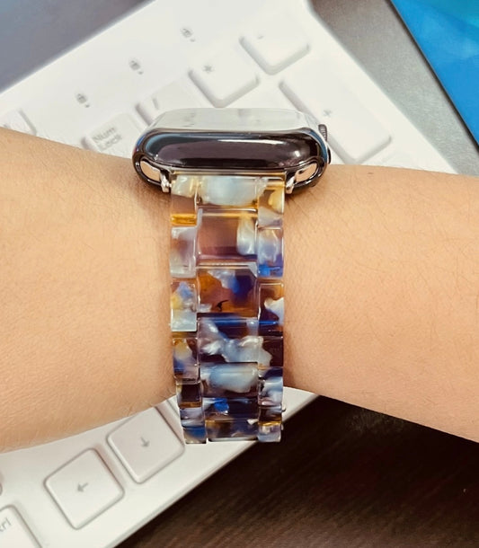 Resin Bracelet Light Weight Bands For Apple Watch-Purple Hue Silver