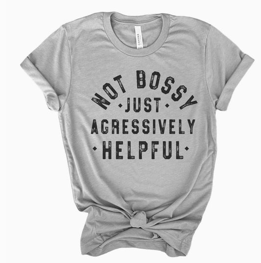 Not Bossy Sublimation Tees -Gray/Teal