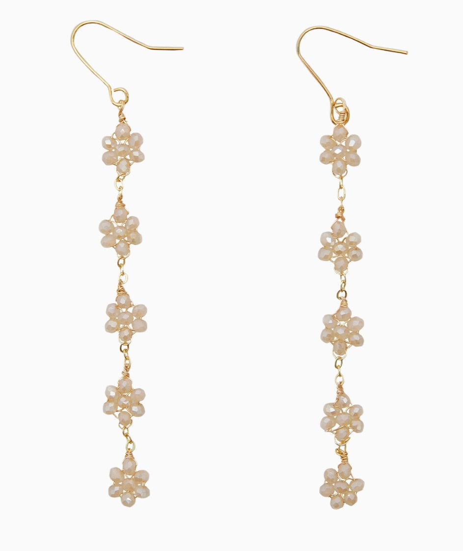 Cream Flower Dangle Earrings