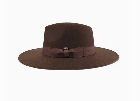 Grosgrain Bow C.C Vegan Felt Hat-Brown
