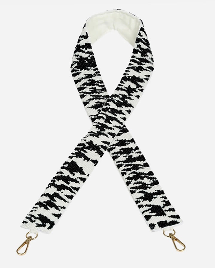Stpbead Beaded Guitar Strap-Black/White