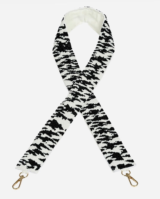 Stpbead Beaded Guitar Strap-Black/White