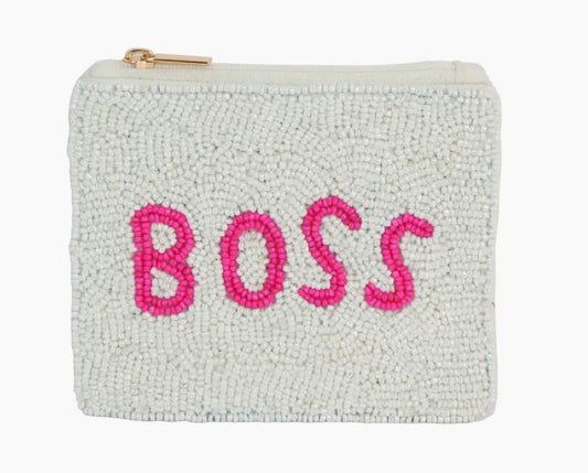 Boss Print Beaded Coin Purse